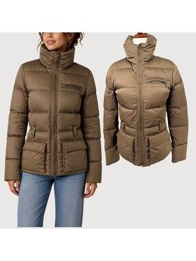 Ralph Lauren Vintage Olive Down Puffer Jacket Belted S